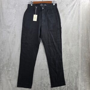 Alex‎ Crane Mens Breezy Linen Pants Size 28 Black Casual Lightweight Trousers
